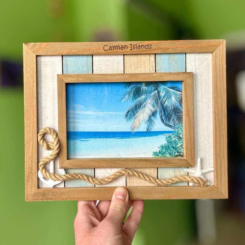 Vacation Framed Cayman Islands Wood Home Decor Accent